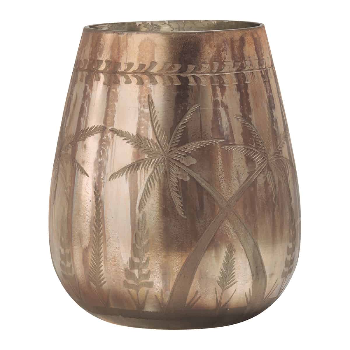 Vase in roségold und Palmenmuster von Blanc d'Ivoire