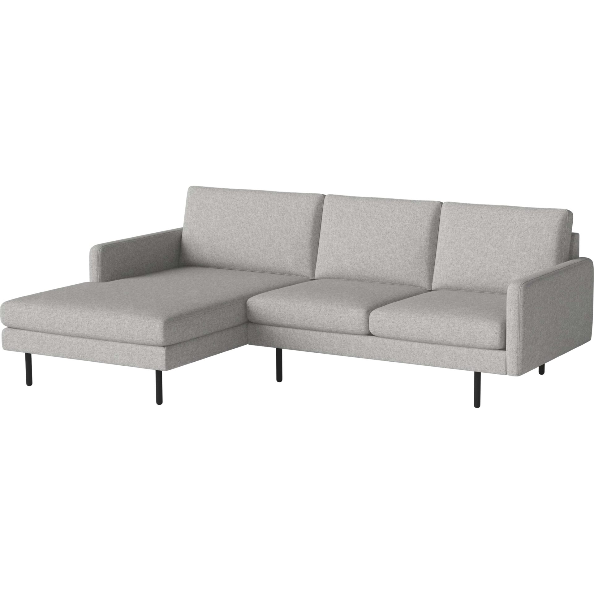 Freudenreich Interior Design | 3-Sitzer Sofa Scandinavia Remix hellgrau melange mit Chaiselongue links