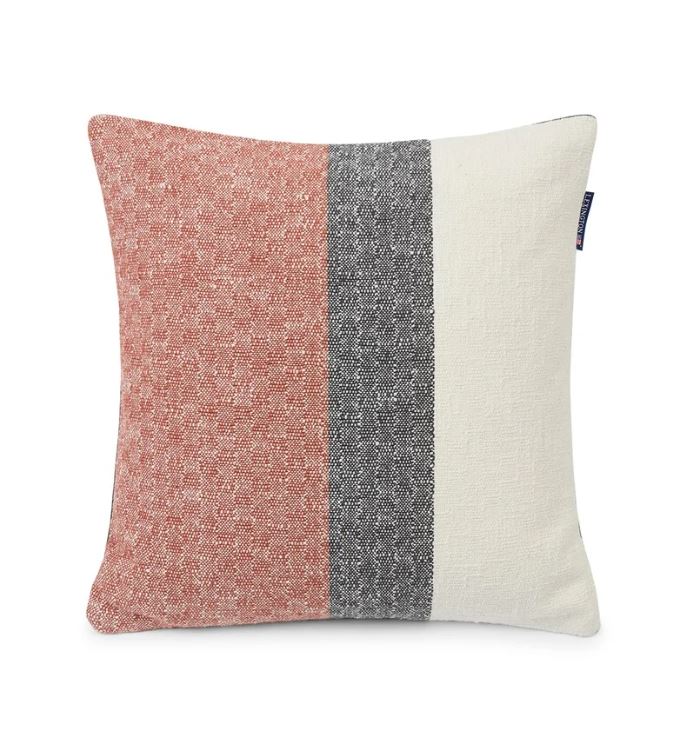 Vertical Striped Cotton Pillow Cover, Copper/Gray