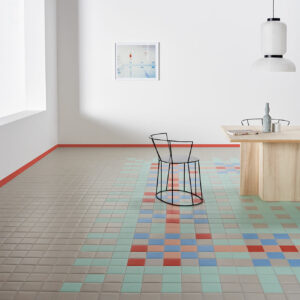 Freudenreich Interior Design | Fliese Pixel41 lobster und nude und grey und pool und mint