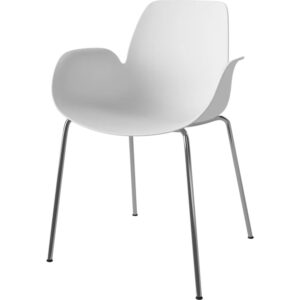 Freudenreich Interior Design | Stuhl Seed mit Armlehnen in weiß und Metallbeinen