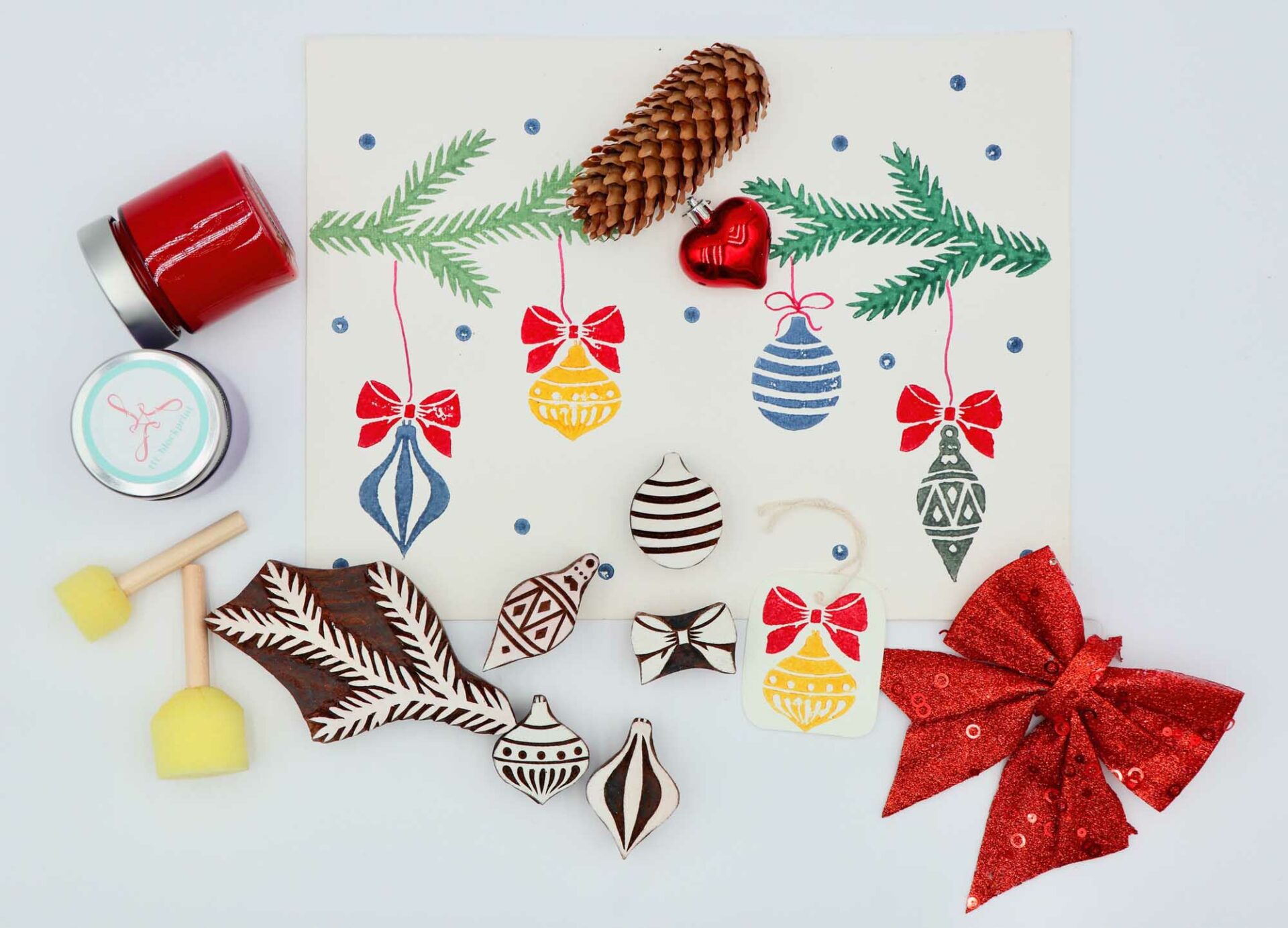 Freudenreich Interior Design | DIY Blockprinting Set Christbaumkugel