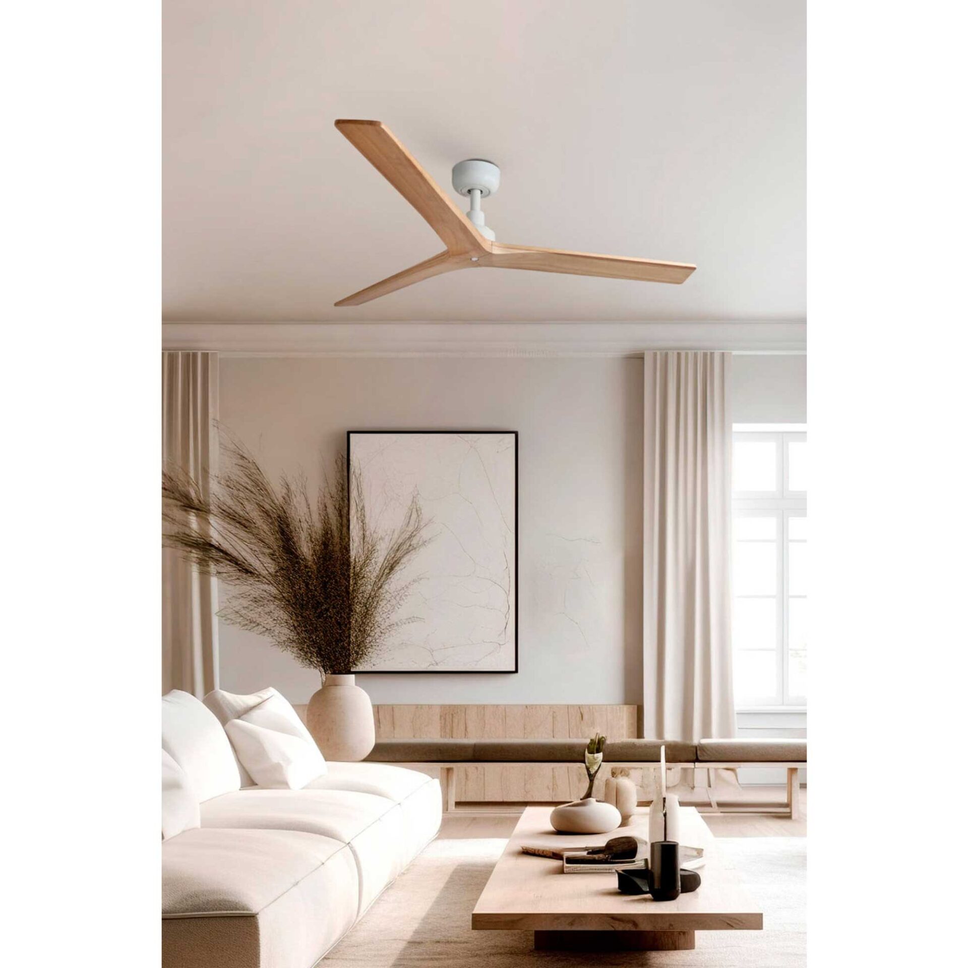 Freudenreich Interior Design | Deckenventilator FARO Barcelona KLIM weiß Eichenholz
